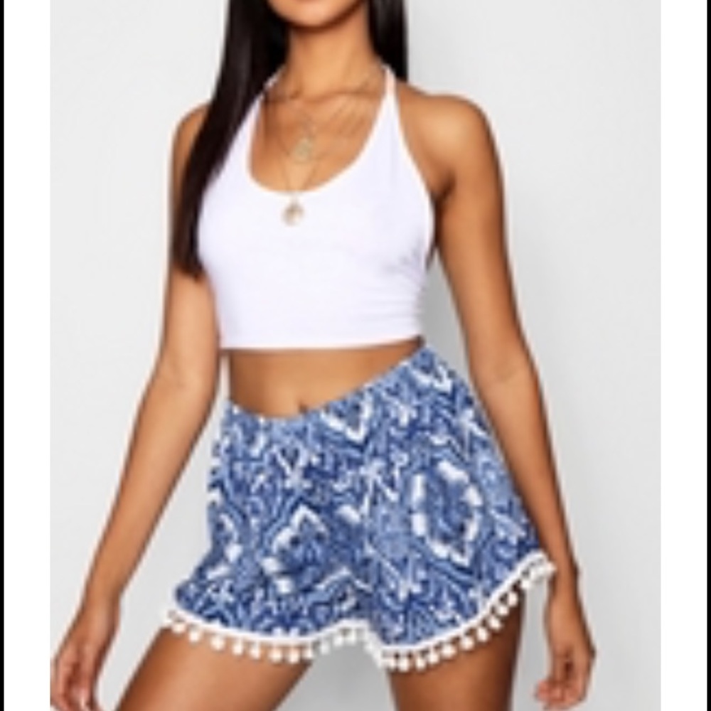 High waisted pom shorts